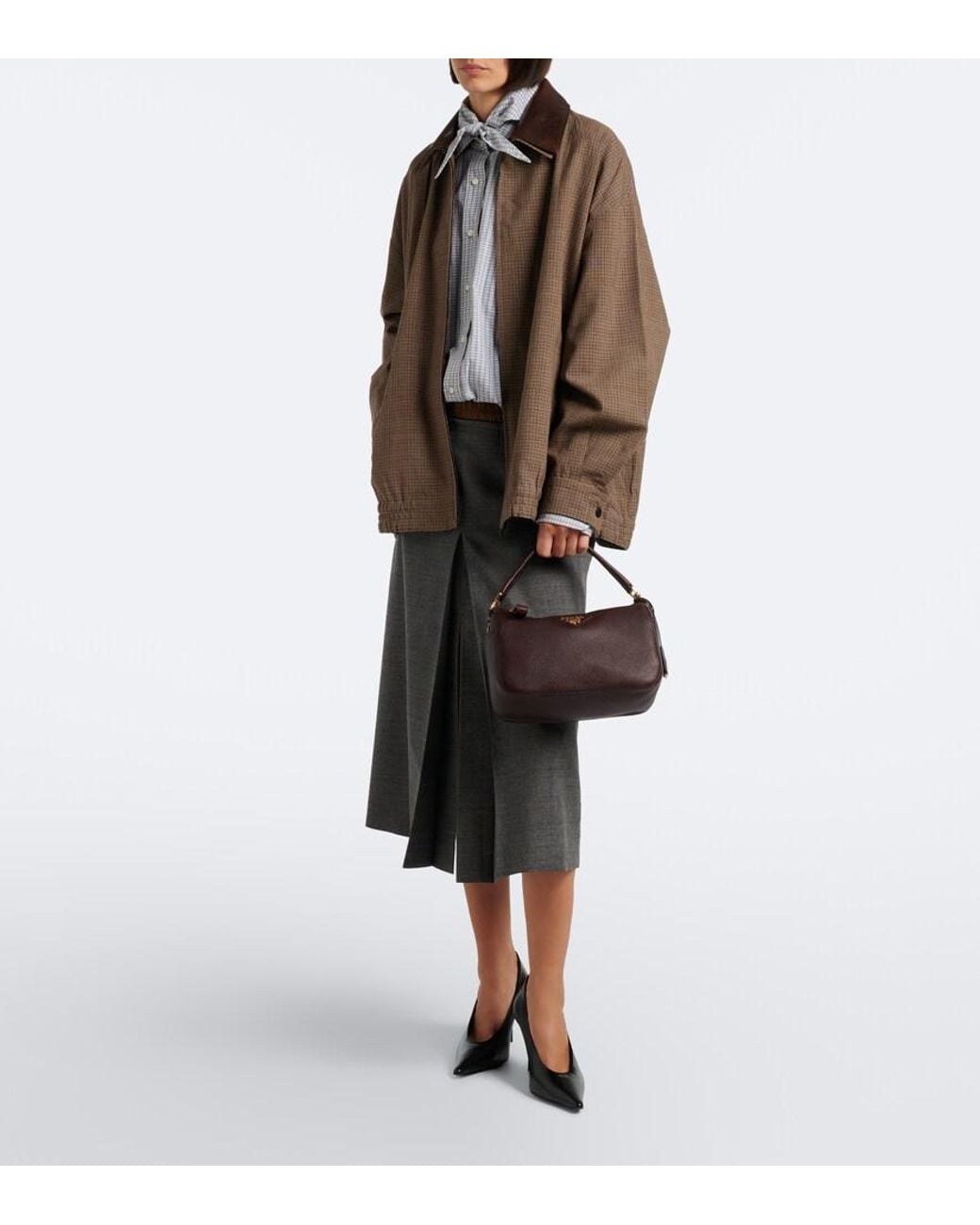 Prada Brown Small Leather Top-Handle Bag