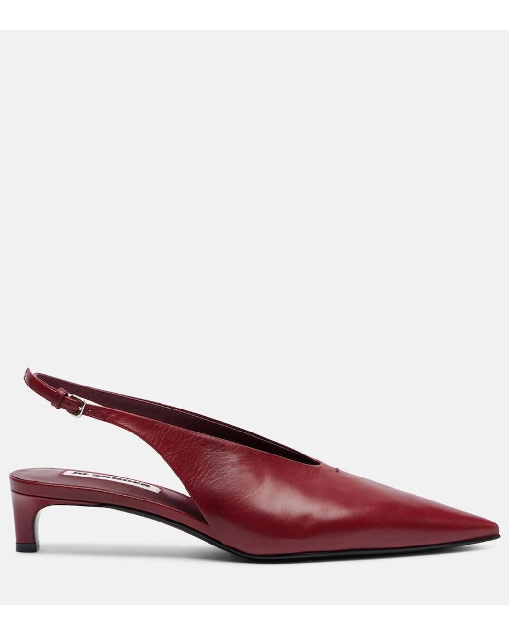 Jil Sander Red Pointy Leather Slingback Pumps