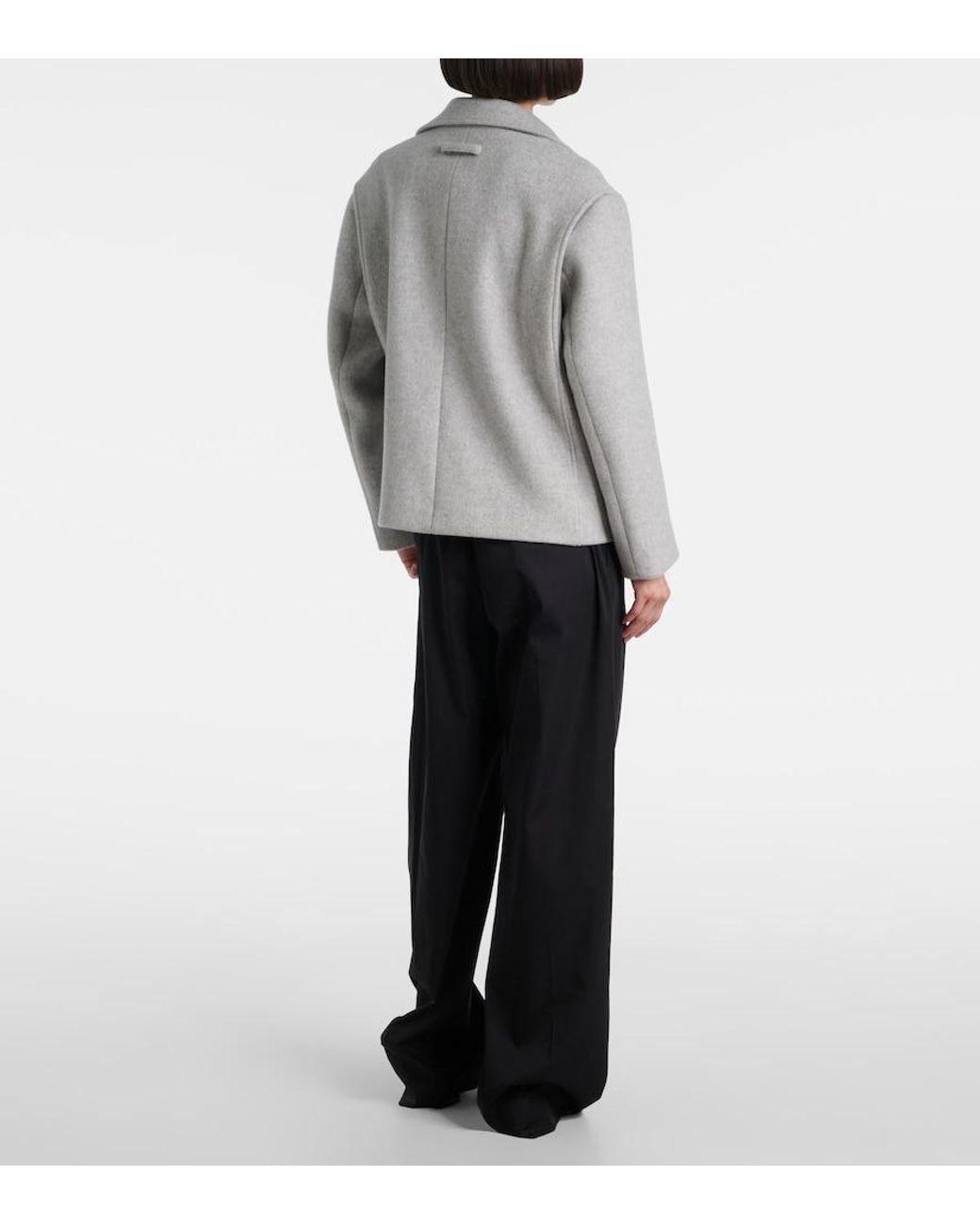 Proenza Schouler Gray Double-Breasted Wool Coat