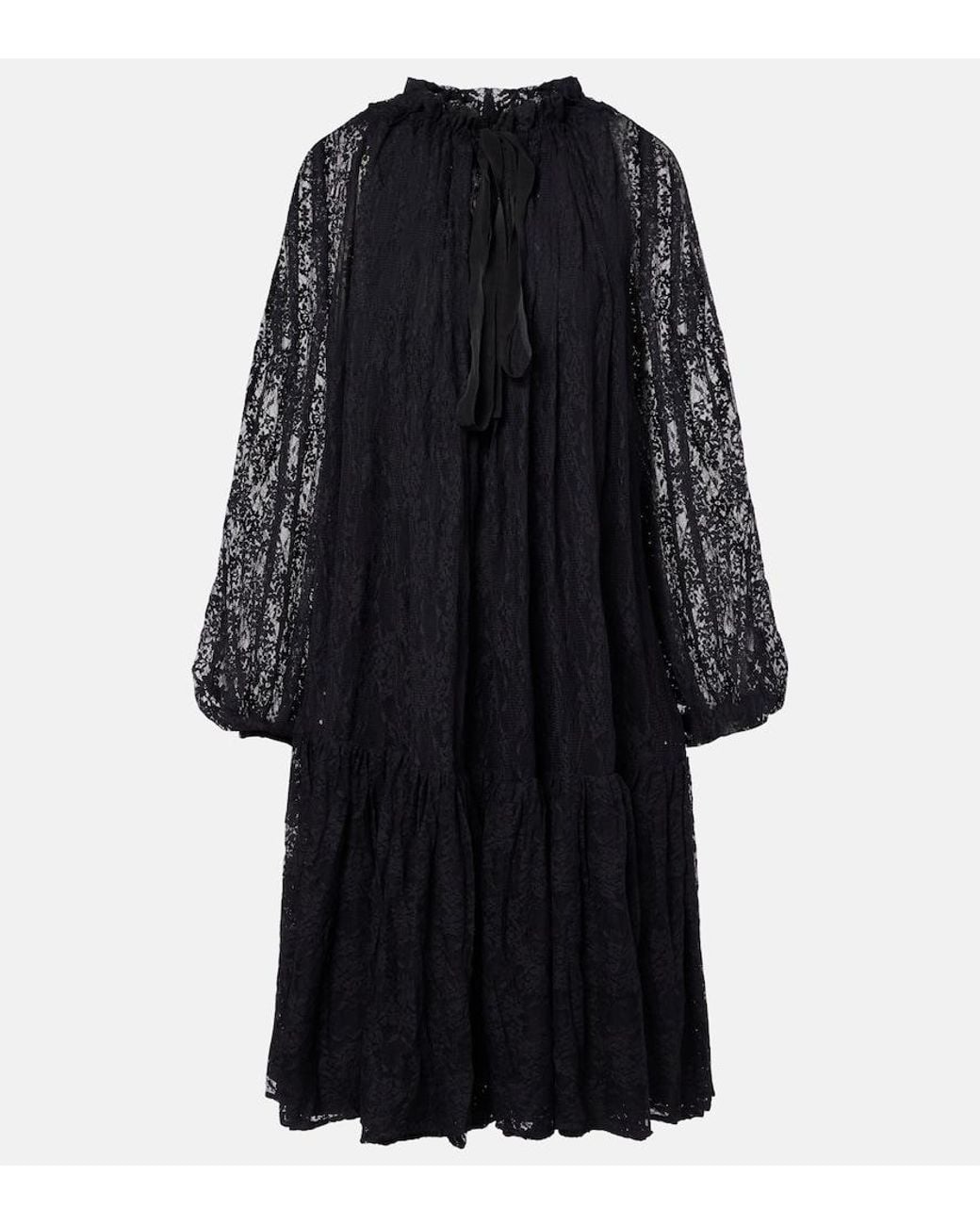 Patou Black Lace Midi Dress