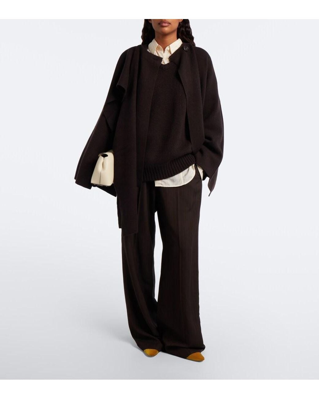 Lisa Yang Black Nessa Scarf-Detail Cashmere Cardigan