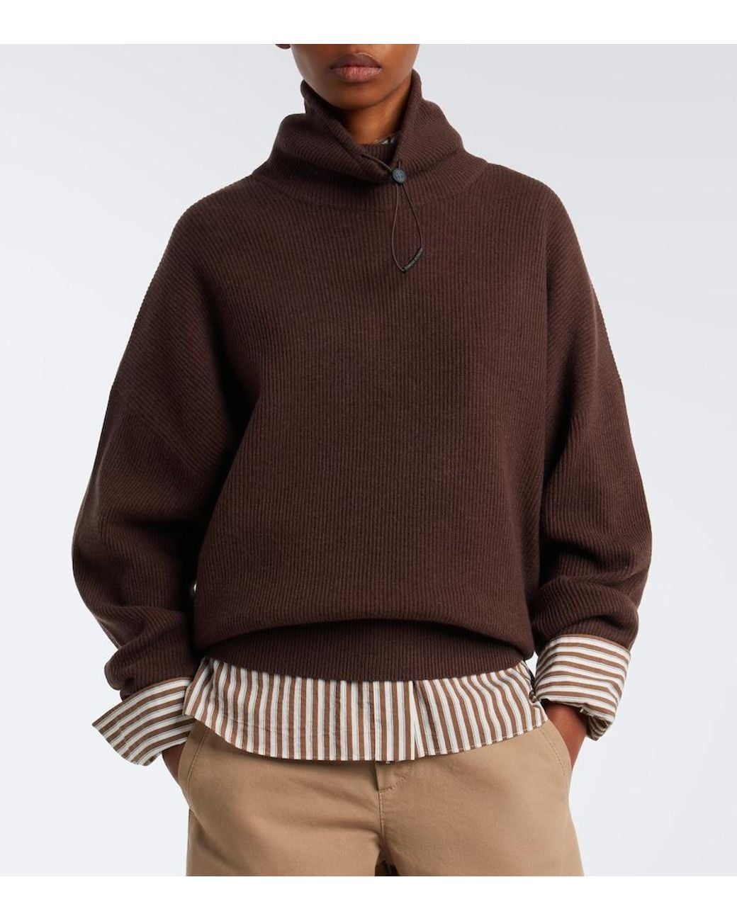Brunello Cucinelli Brown Wool, Cashmere, And Silk Sweater