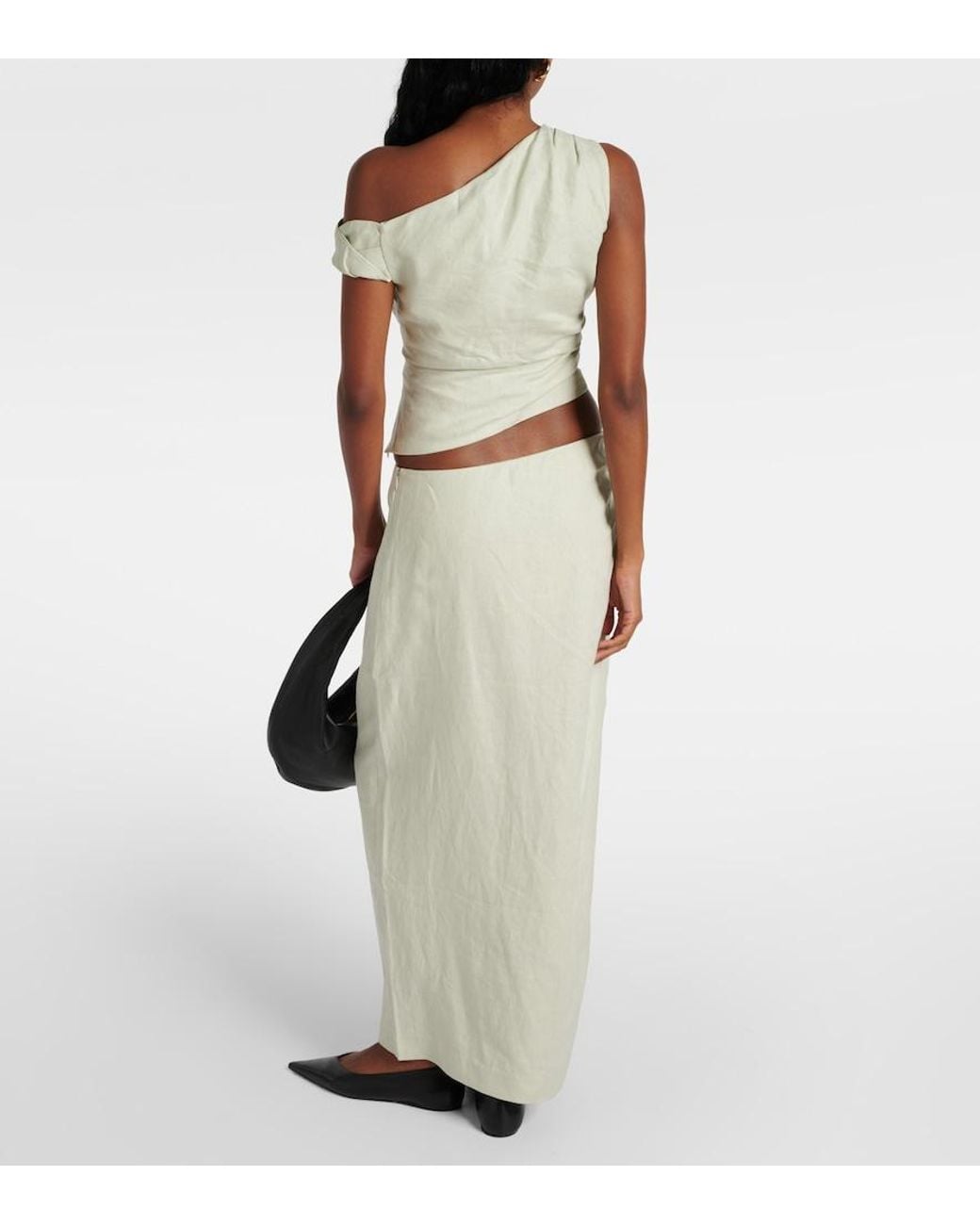 Sir White Iris Asymmetric Linen Maxi Skirt