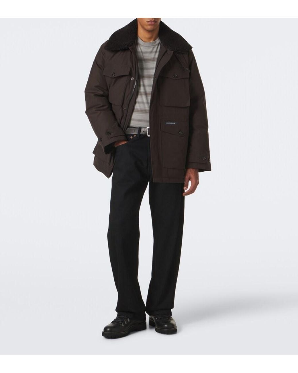 Canada Goose Black Scout Shearling-Trimmed Down Coat for men