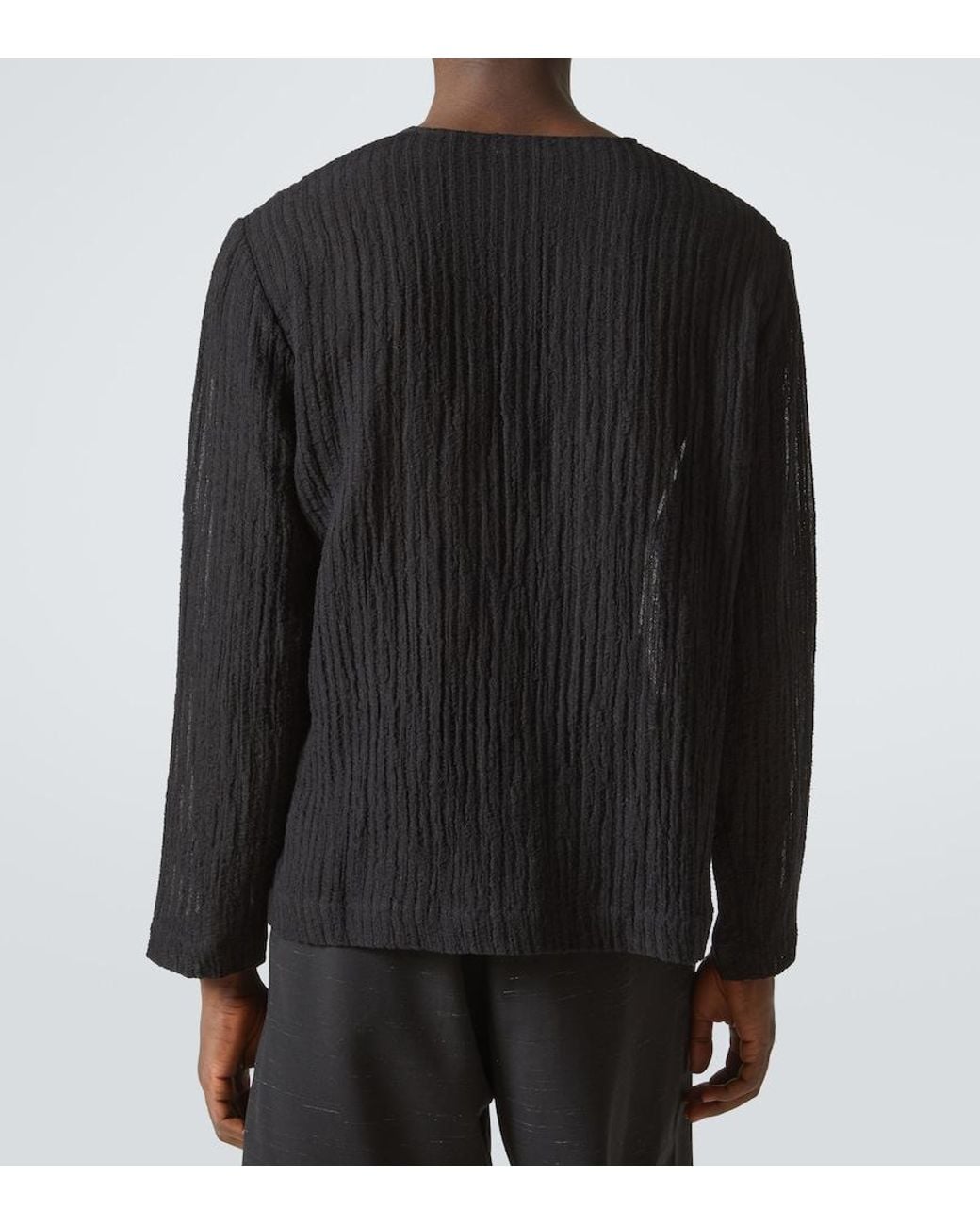 Commas Black Striped Henley Shirt for men