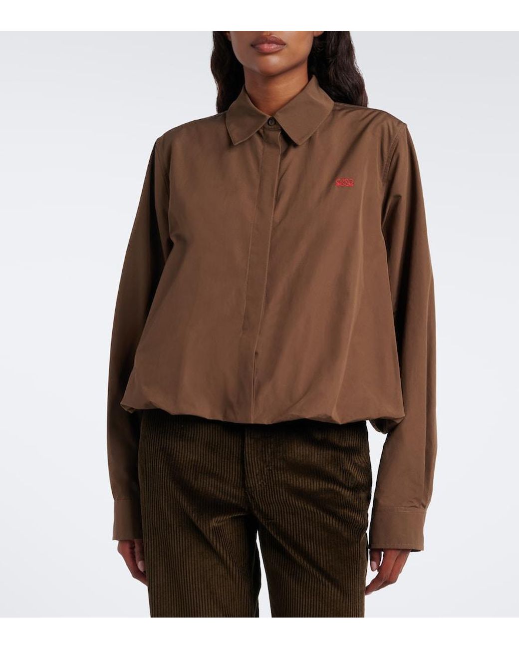 Loewe Brown Double L Cotton Poplin Shirt
