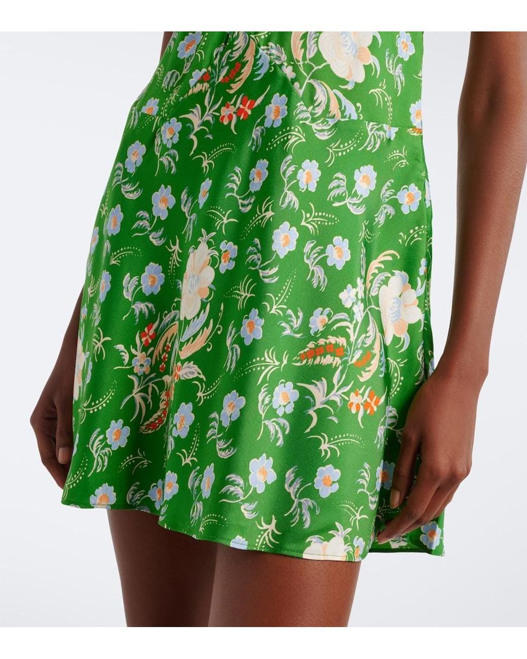 Doen Green Mazarin Floral-Applique Silk-Blend Minidress