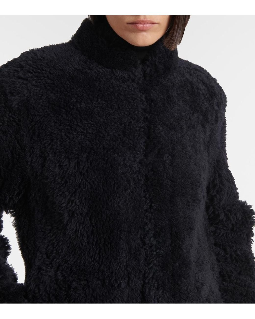 Totême Black Shearling Leather Jacket