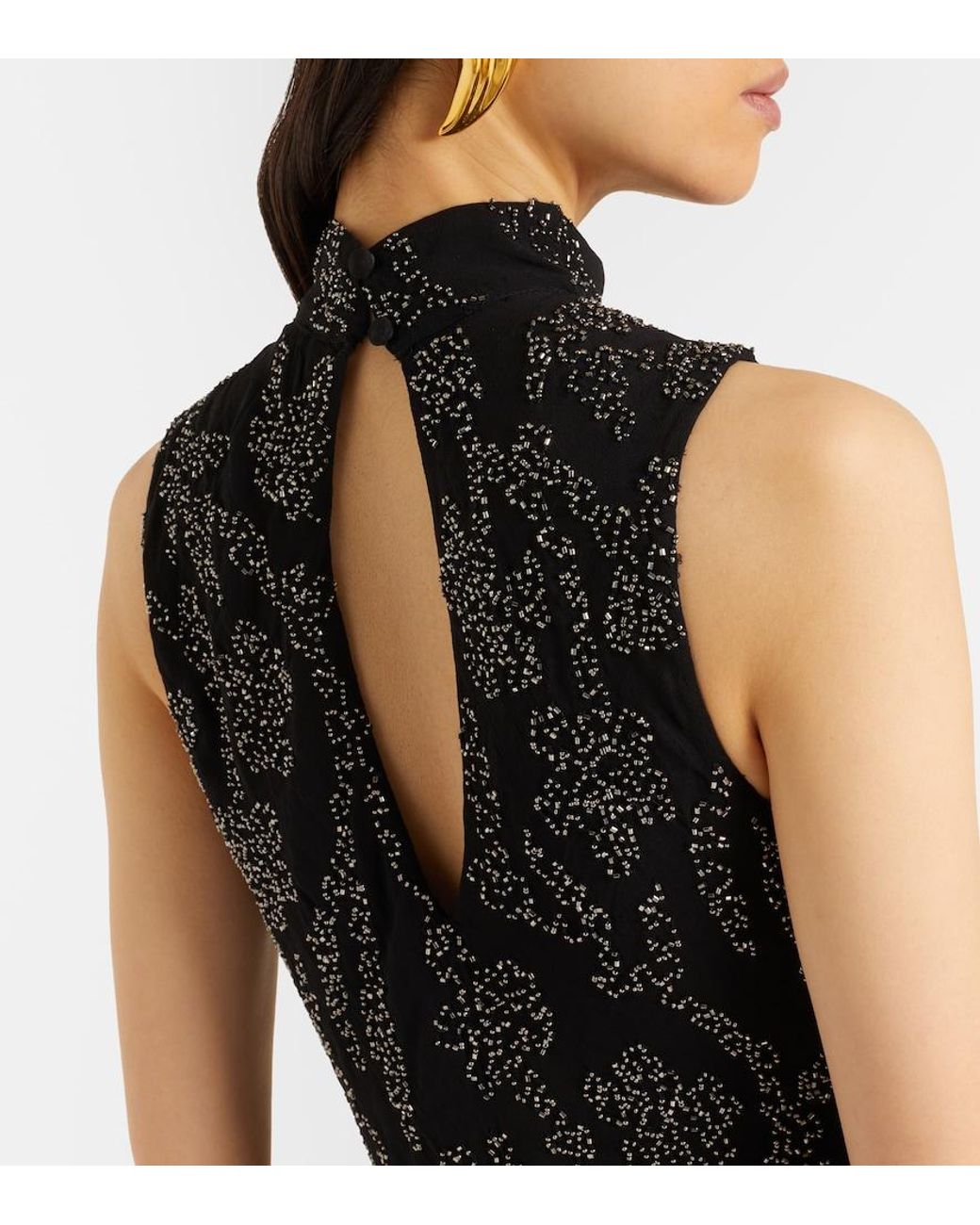 Veronica Beard Black Sylven Beaded Georgette Maxi Dress