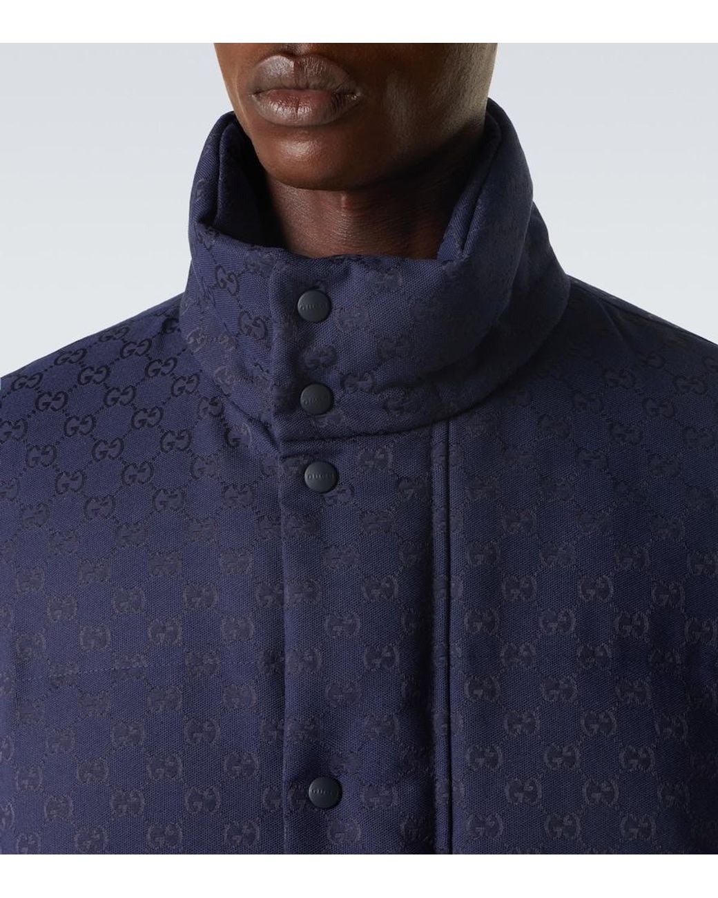 Gucci Blue Gg Canvas Down Jacket for men