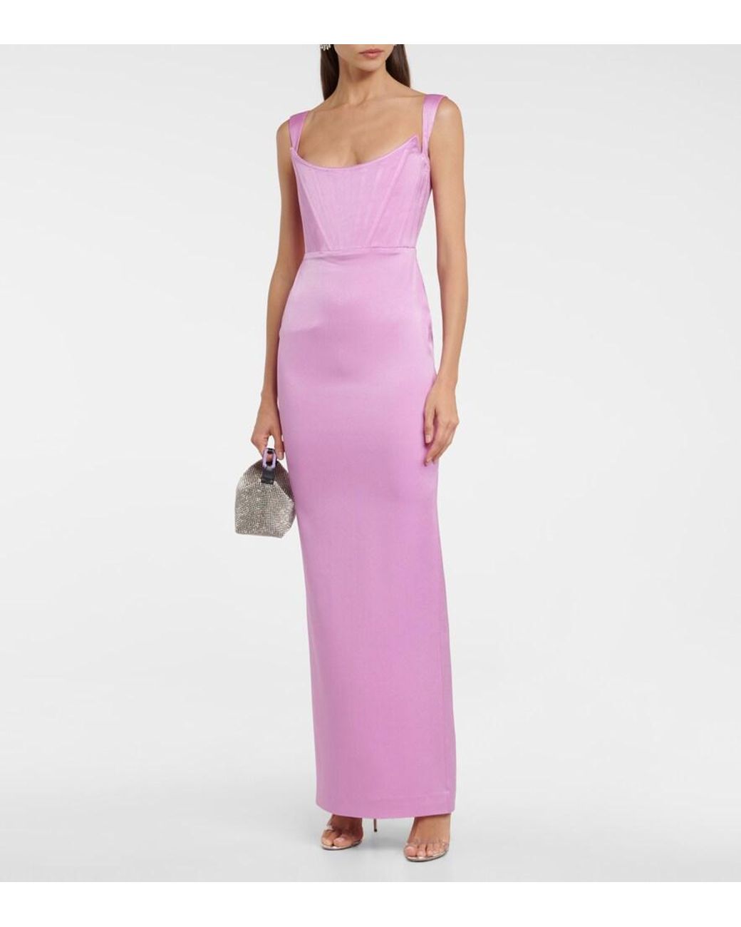 Alex Perry Purple Halse Crepe Gown