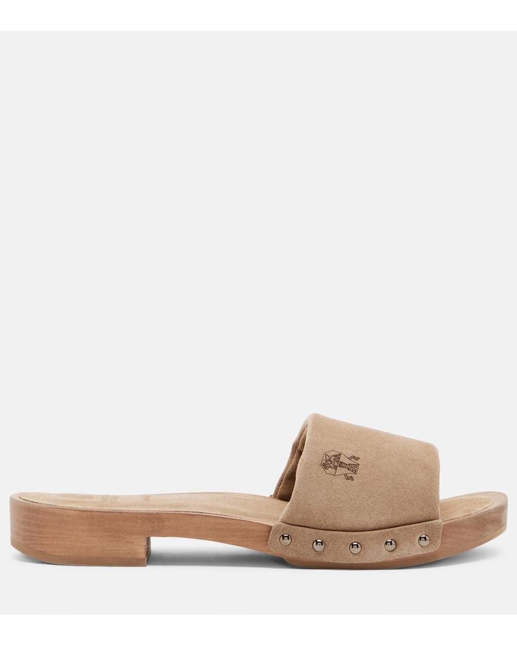 Brunello Cucinelli Natural Suede Clogs