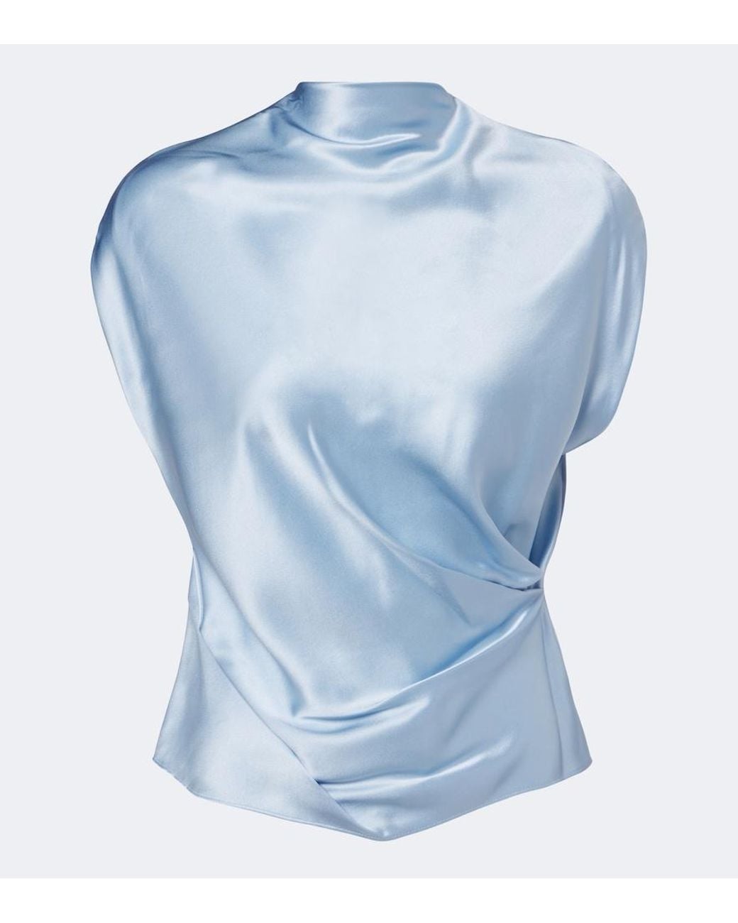 The Sei Blue Draped Silk Charmeuse Top