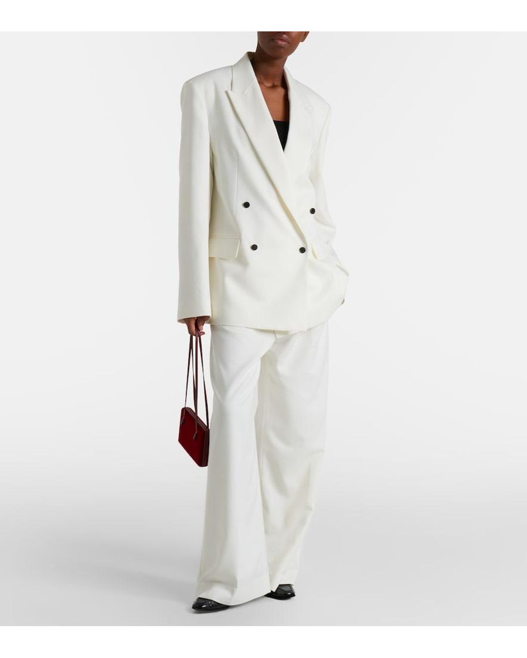 Frankie Shop White Newark Double-Breasted Blazer