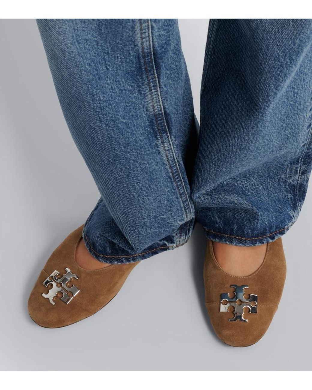 Tory Burch Brown Charlie Suede Ballet Flats