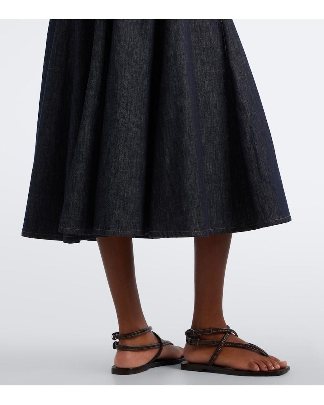 Brunello Cucinelli Black Monilli Belted Denim Polo Dress