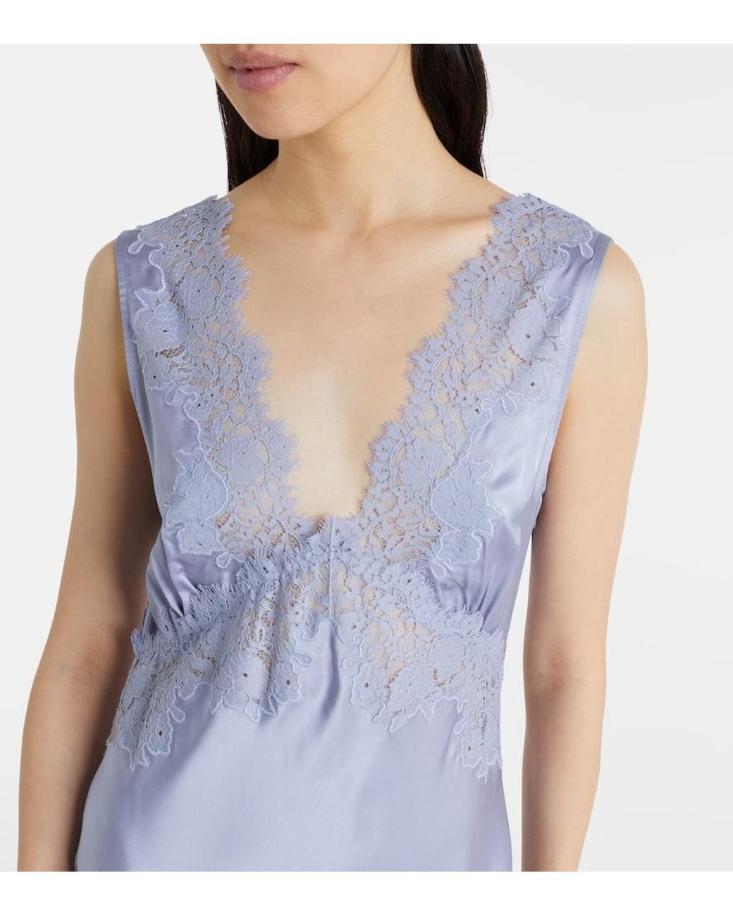 Rixo Purple Lysandra Lace-Trimmed Satin Maxi Dress