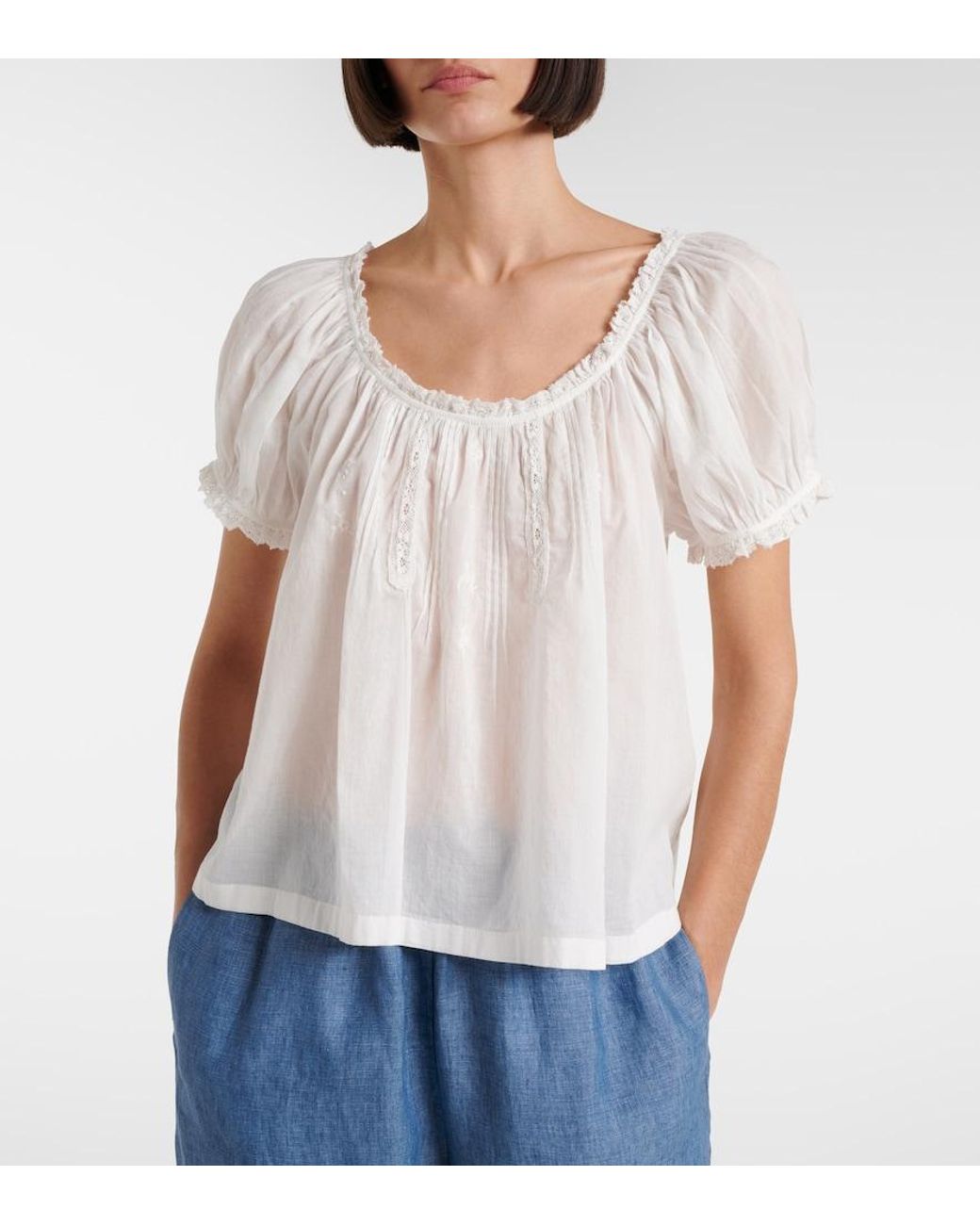 Doen White Frederica Cotton Voile Top