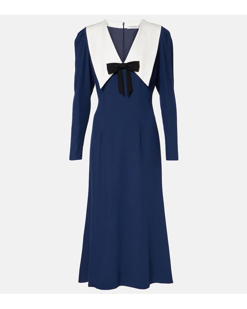 Alessandra Rich Blue Envers Bow-Detail Satin Midi Dress