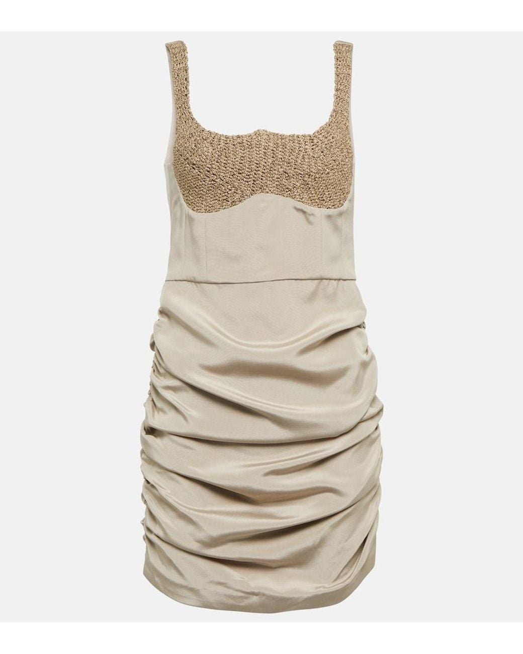 The Mannei Natural Almeria Ruched Silk-Blend Minidress