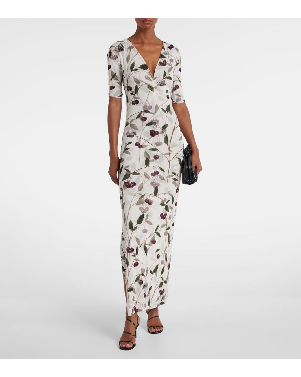 Stella McCartney White Printed Mesh Jersey Maxi Dress