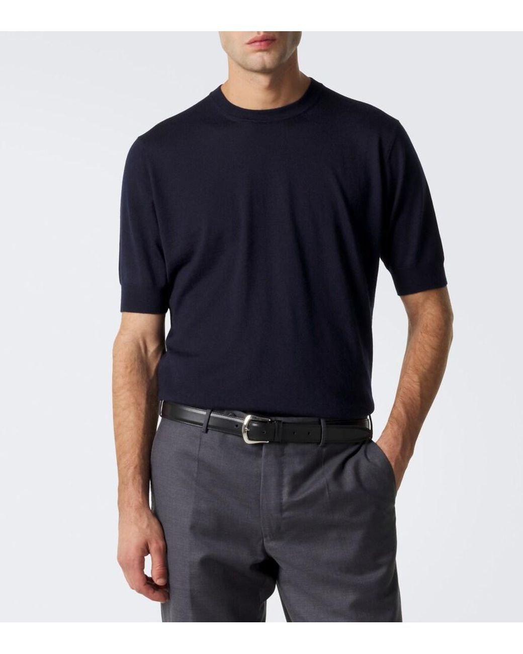 Thom Sweeney Blue Cashmere And Silk Sweater for men