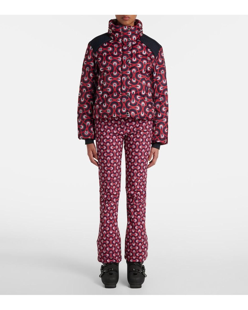 Fusalp Red Tatum Printed Quilted Ski Jacket