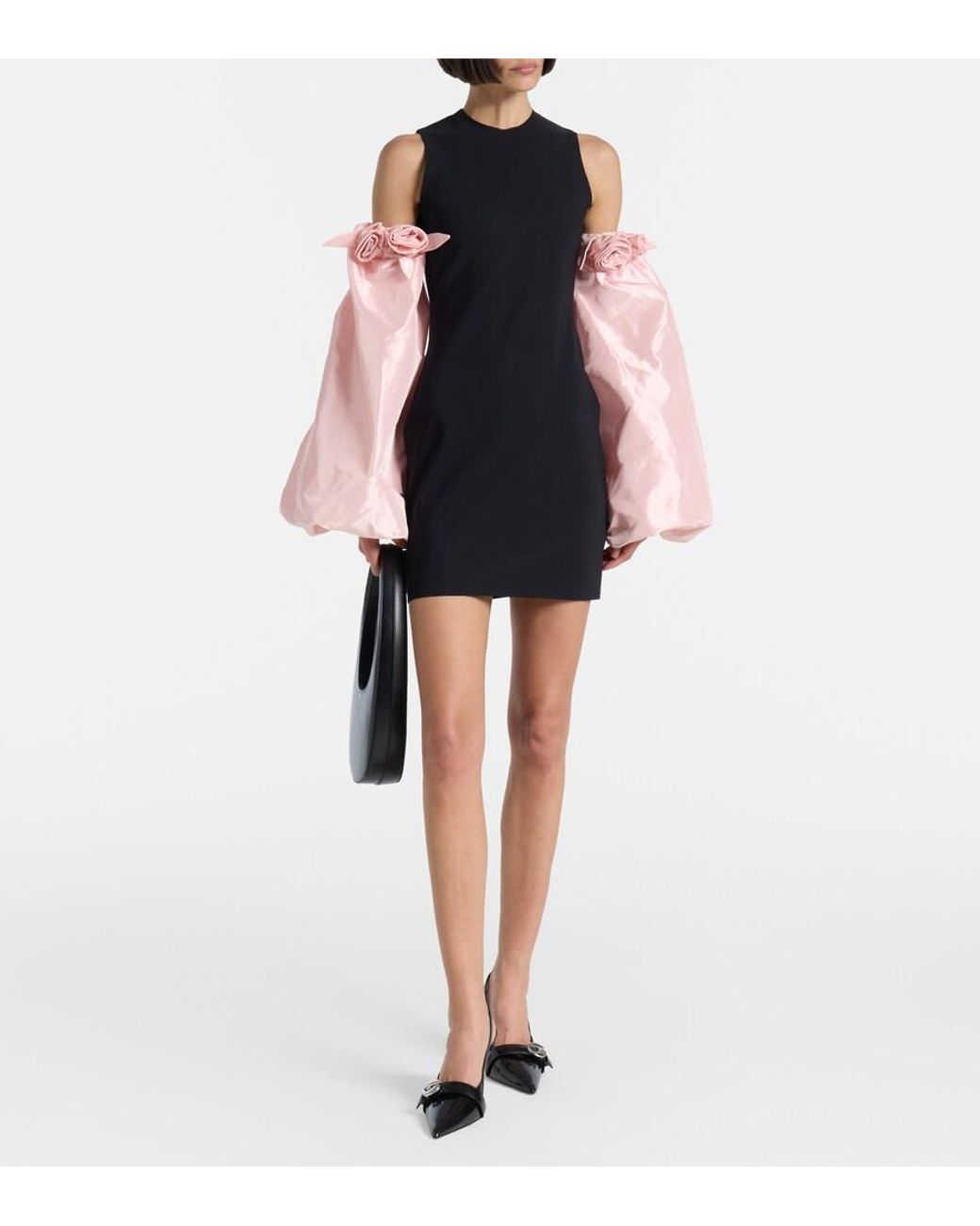 Coperni Black Floral-Applique Minidress