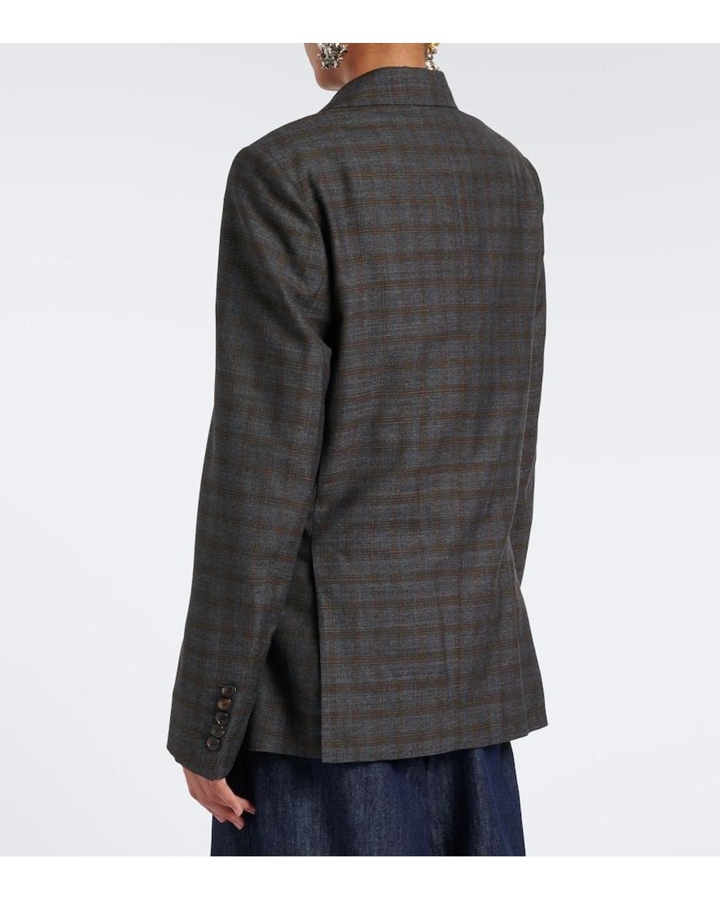 Dries Van Noten Black Checked Double-Breasted Wool Blazer