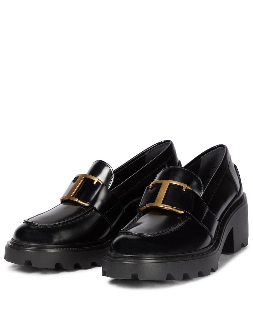 Tod's Black Mid Heel Loafers