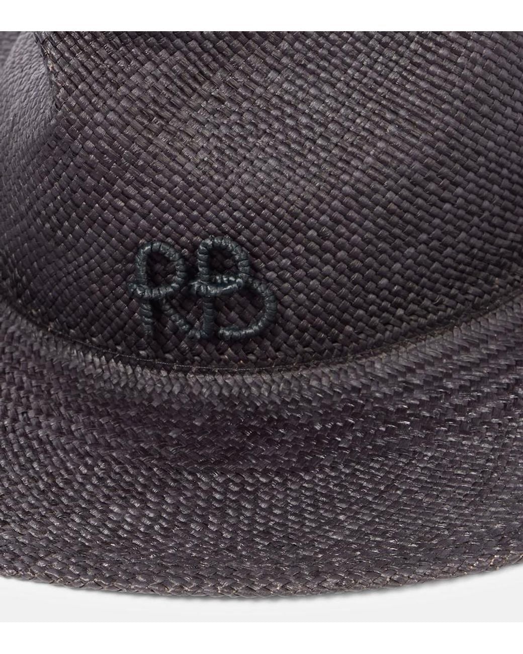 Ruslan Baginskiy Black Logo Chain-Detail Straw Fedora