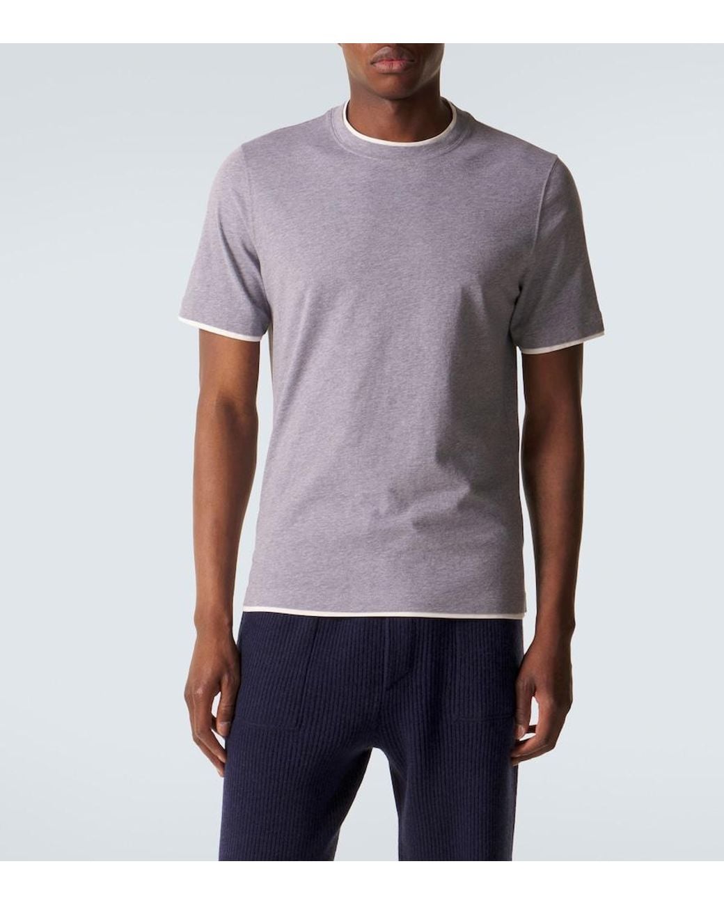 Brunello Cucinelli Purple Cotton Jersey T-Shirt for men