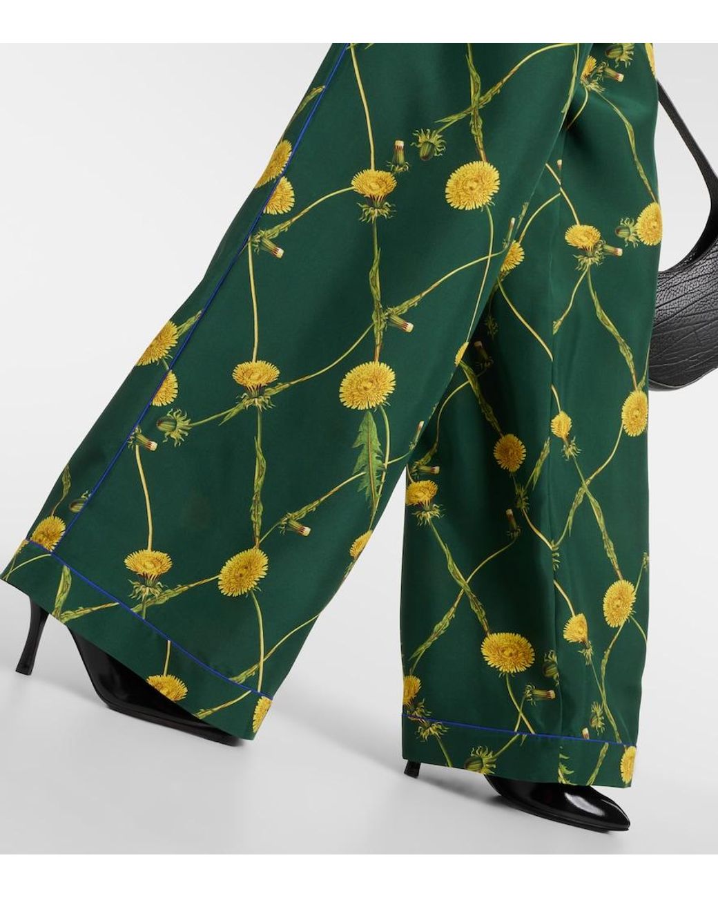 Burberry Green Floral Silk Pajama Pants