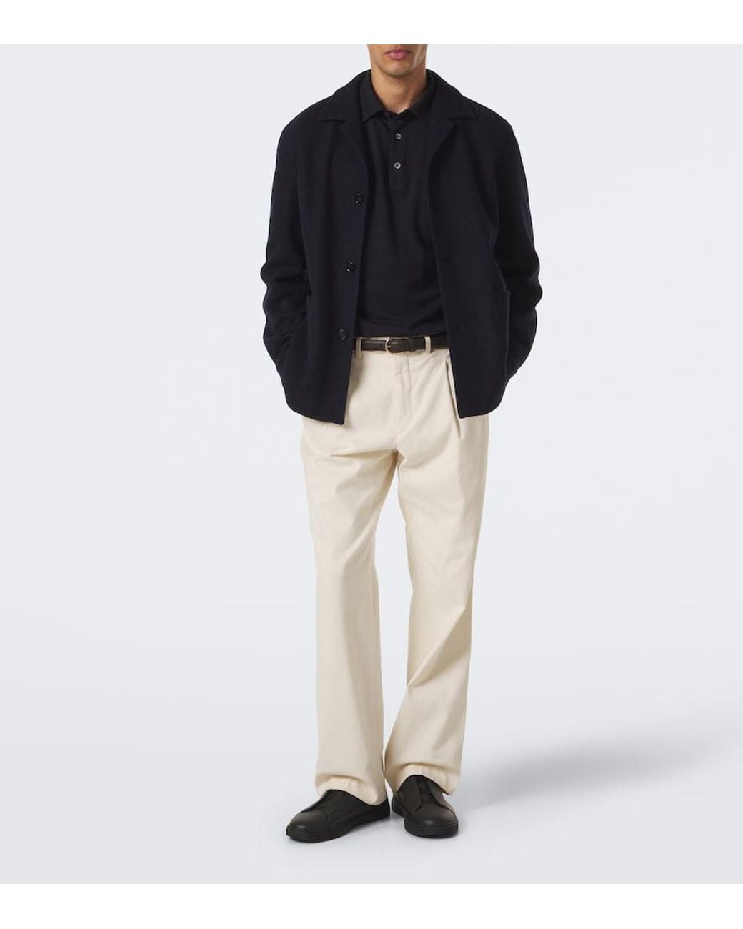 Zegna Blue Cotton Pique Polo Shirt for men