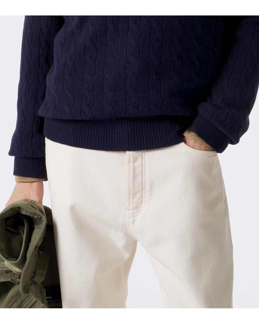 Polo Ralph Lauren Blue Cable-Knit Wool And Cashmere Polo Sweater for men