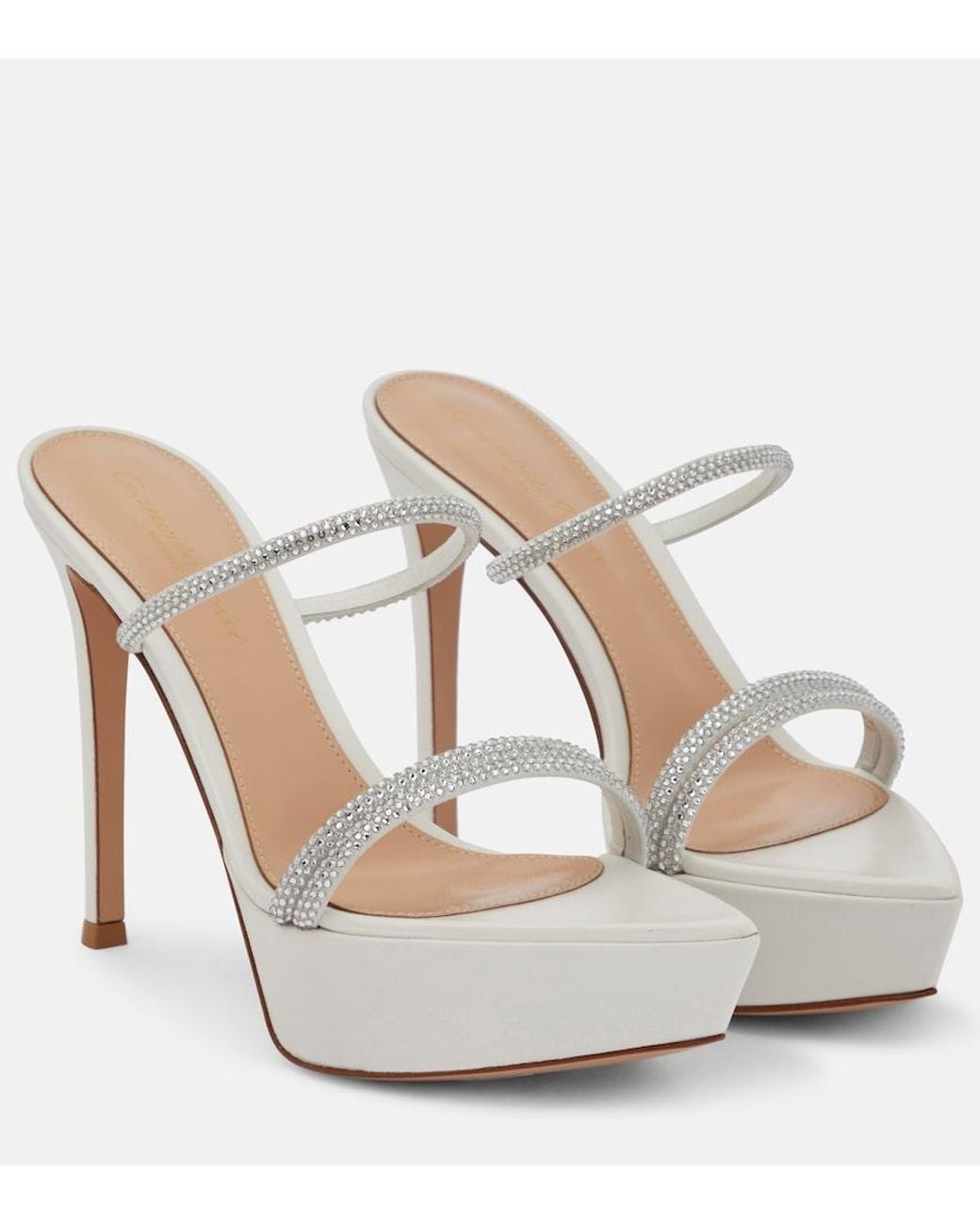 Gianvito Rossi White Cannes Leather Platform Sandals