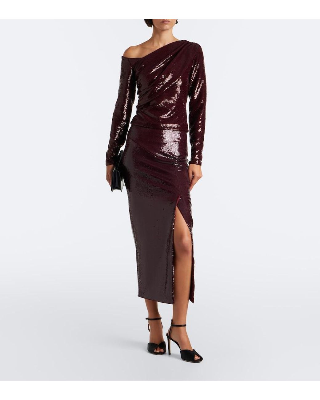 Roland Mouret Brown Sequined Midi Skirt