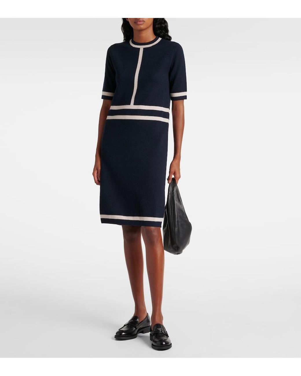 Max Mara Blue Wool-Blend Midi Dress