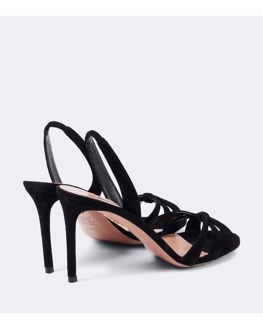 Aquazzura Black Tati 85 Suede Sandals