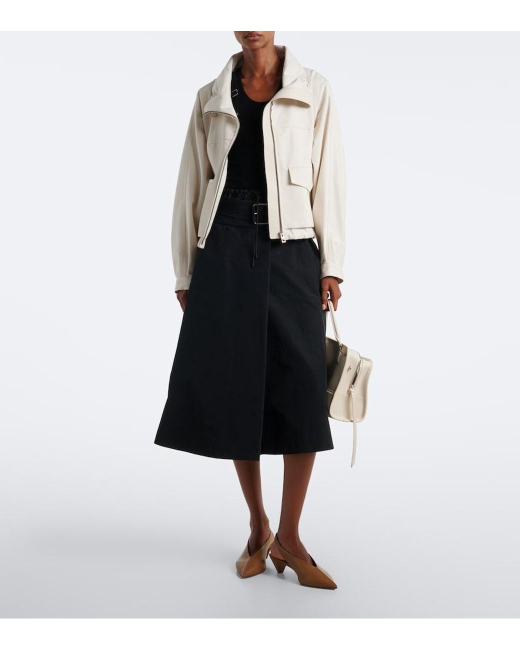 Loewe Blue Belted Cotton-Blend Midi Skirt
