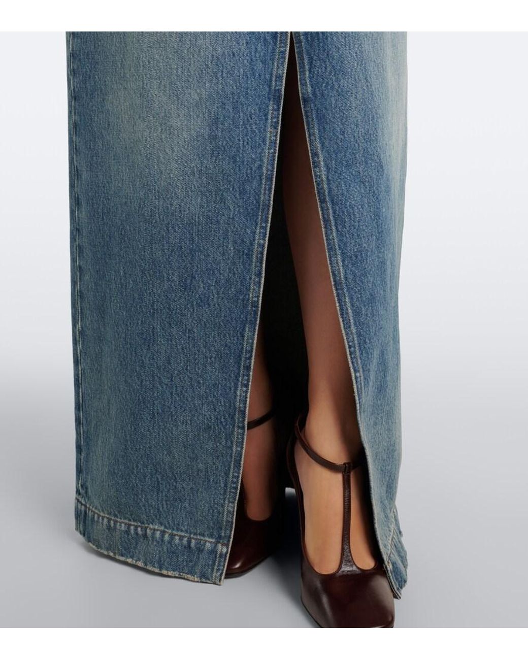 Dries Van Noten Blue Denim Faded Maxi Dress