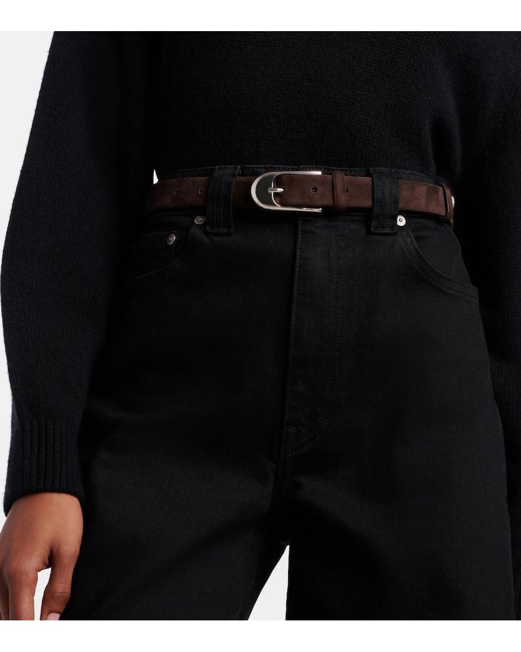 Khaite Brown Dome Suede Belt