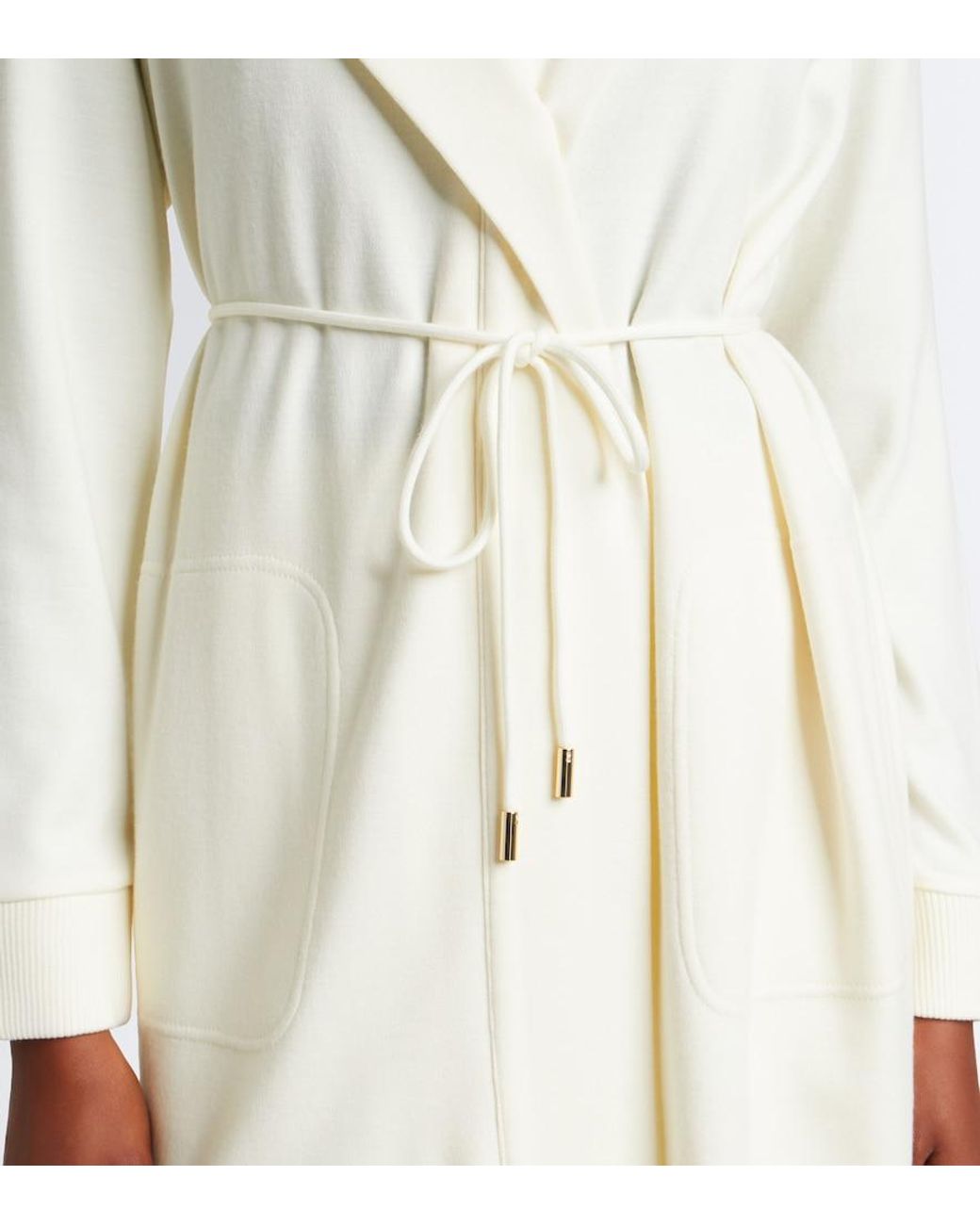 Max Mara Natural Virgin Wool Wrap Coat