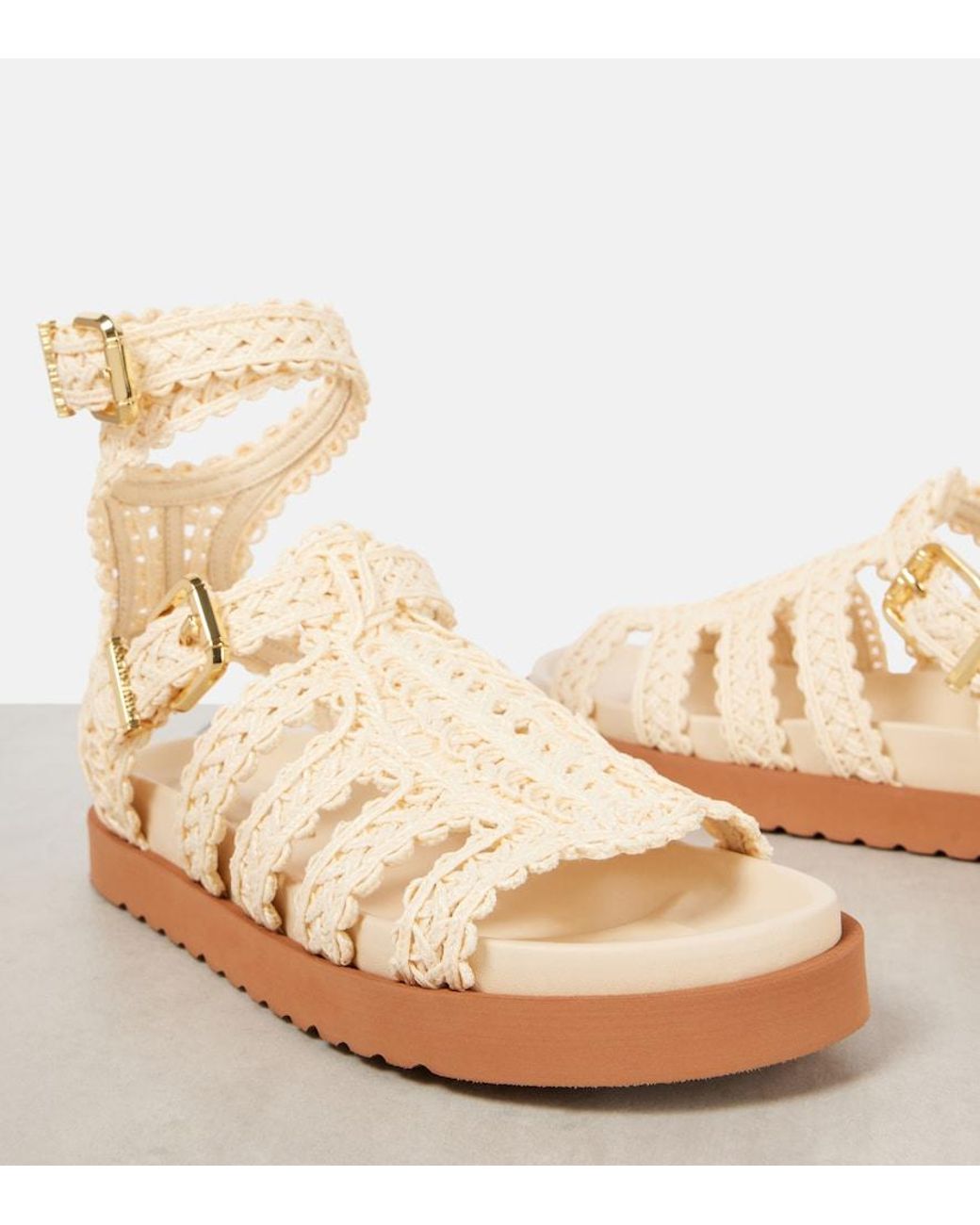 Zimmermann Natural Goldie Raffia Gladiator Sandals