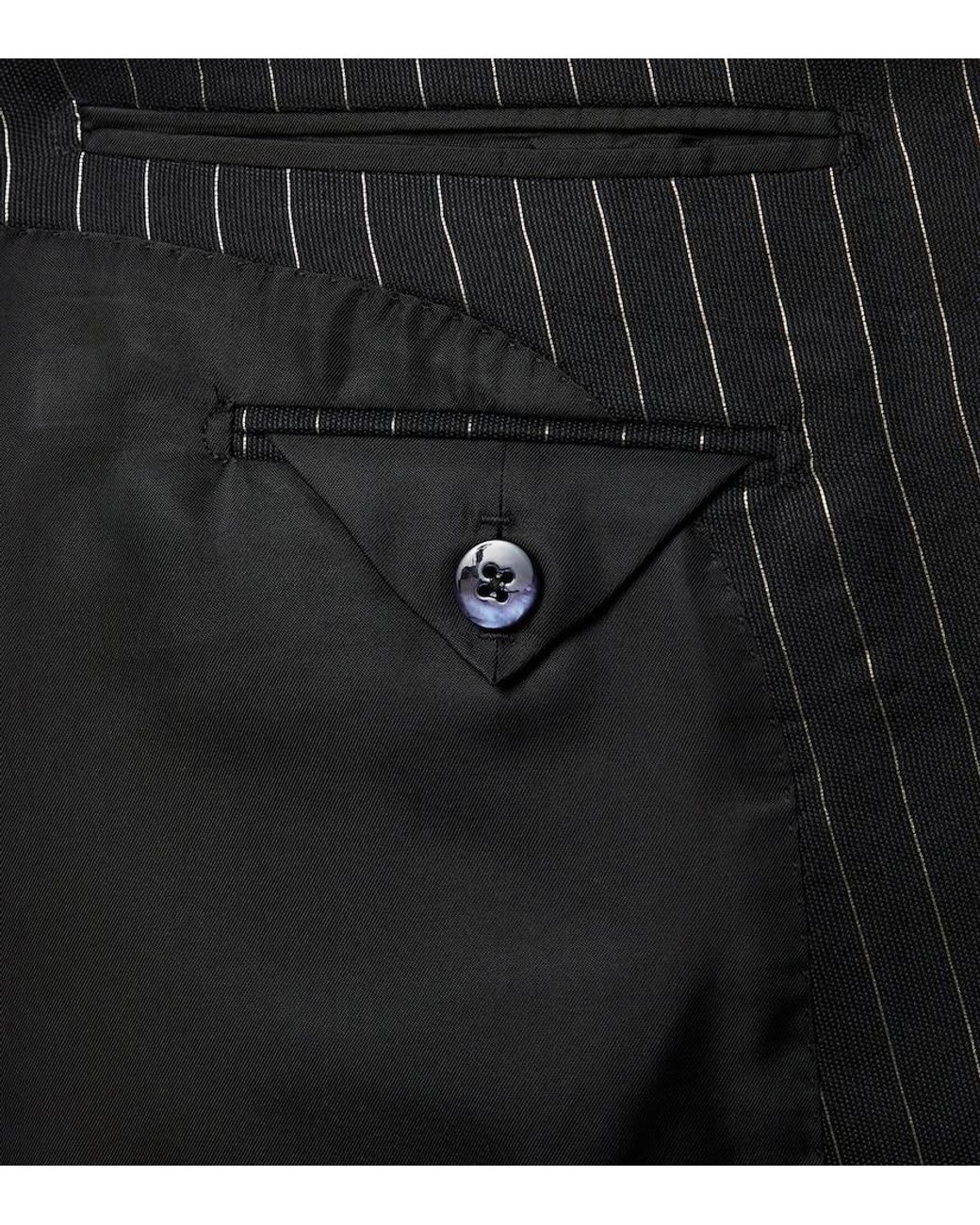 Tom Ford Black Striped Wool And Silk Lame Blazer for men
