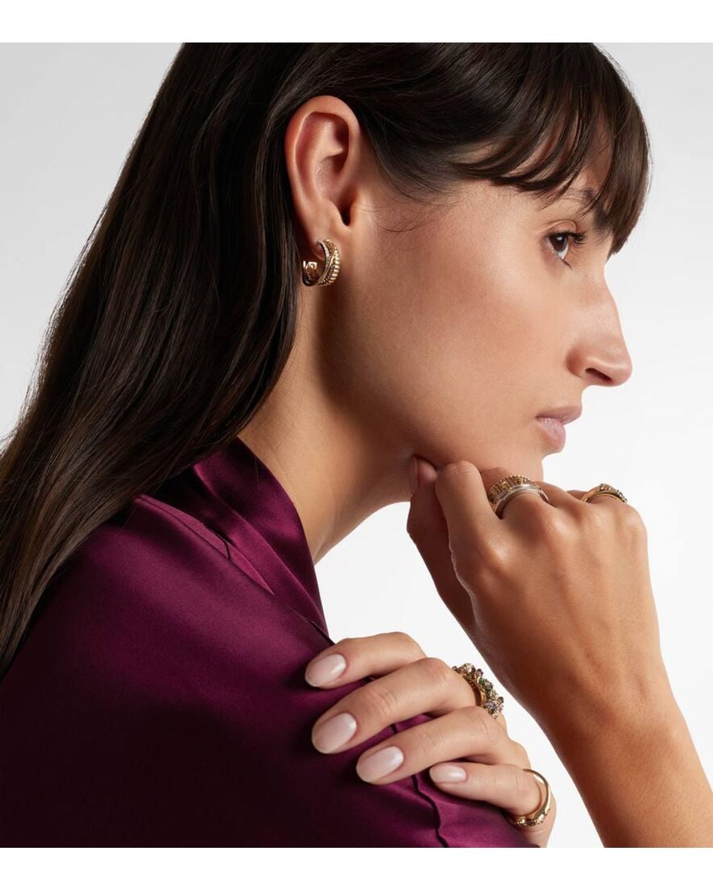 Yvonne Léon White Ohrringe Un Deux Trois Berlingot Aus 9Kt Weissgold (375/1000) Mit Diamanten