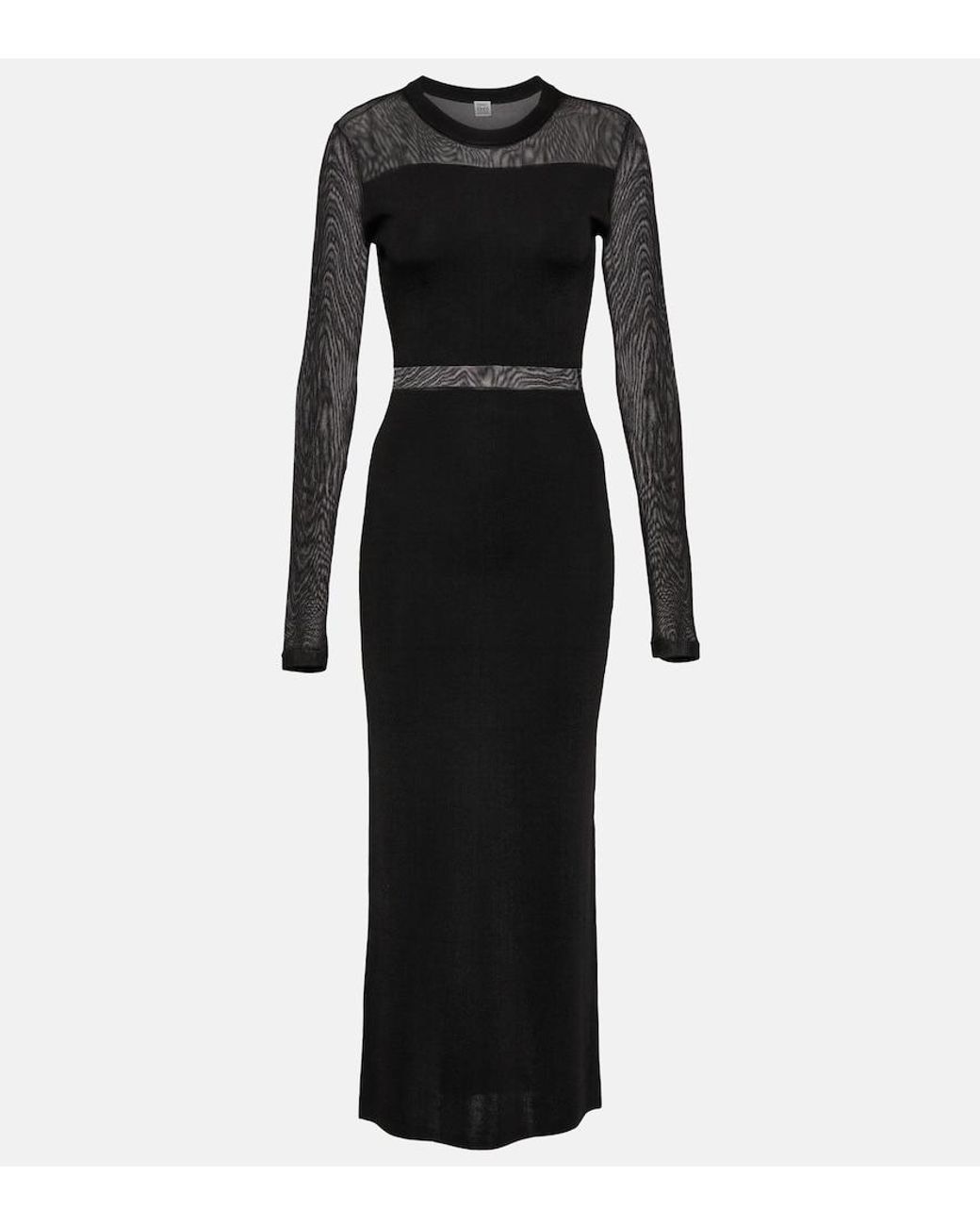 Totême Black Semi-Sheer Knitted Maxi Dress