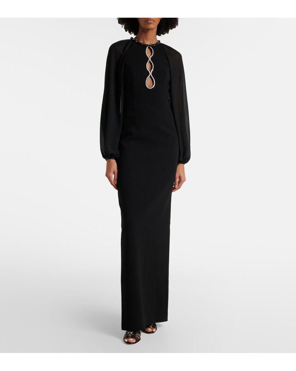 Rebecca Vallance Black Livia Cutout Embellished Gown