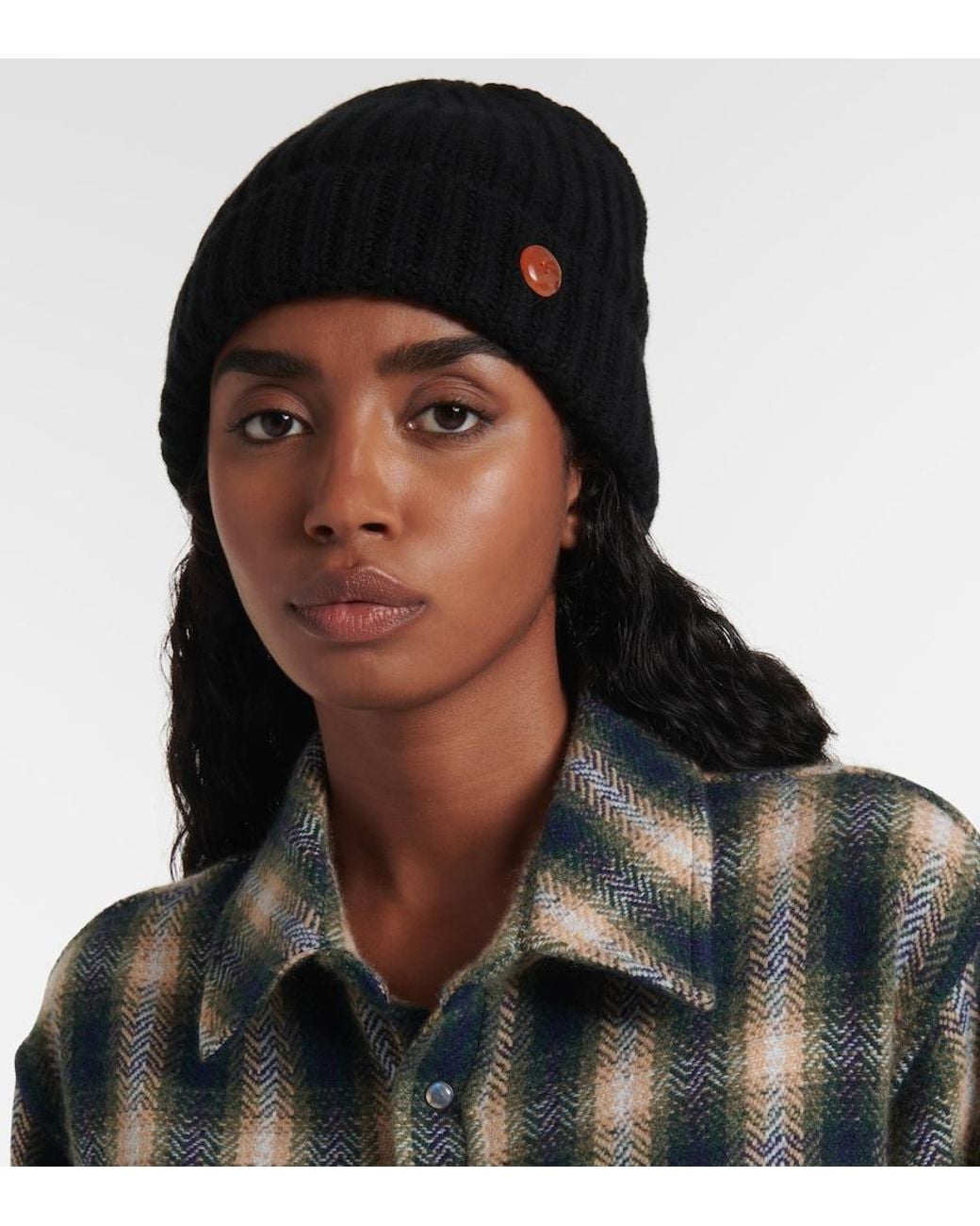 God's True Cashmere Black Molly Hogan Ribbed-Knit Cashmere Beanie