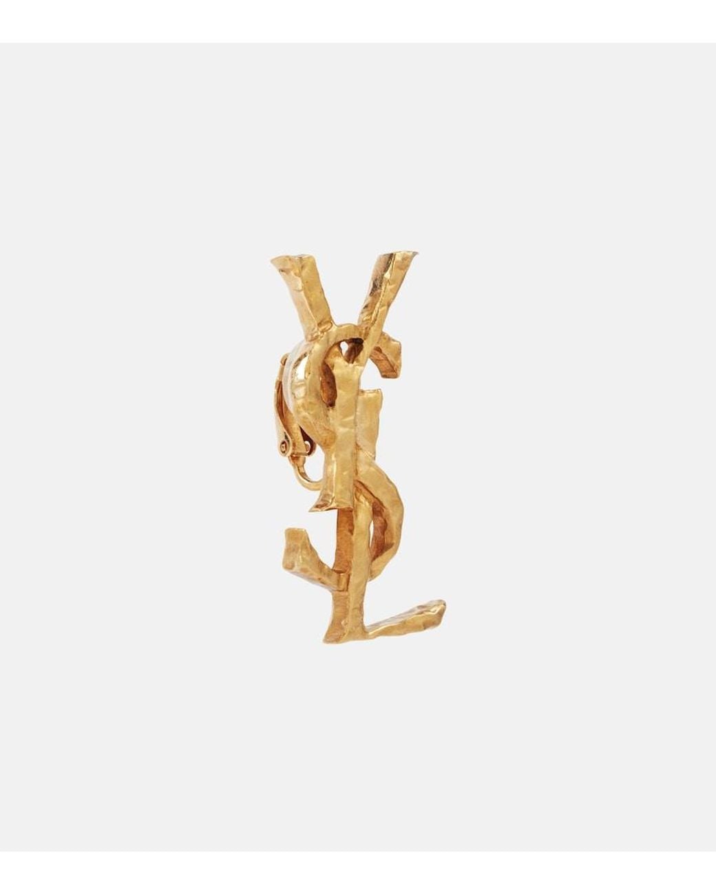 Saint Laurent White Cassandre Clip-On Single Earring